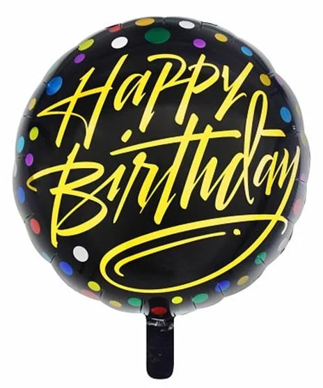

Фольгированный шарик КНР 18" (45 см) Круг Happy Birthday (горох), Разные цвета