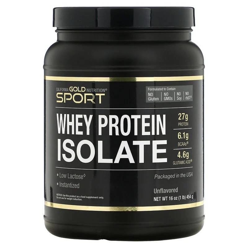 

Изолят сывороточного протеина California GOLD Nutrition, SPORT "Whey Protein Isolate" без вкуса (454 г)