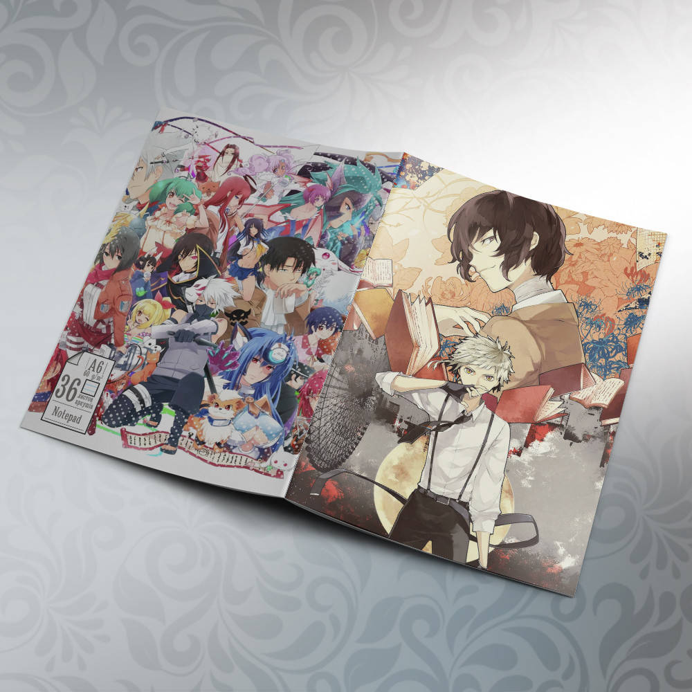 

Блокнот Аниме А6 на скобе Bungou stray dogs 36 листов 12