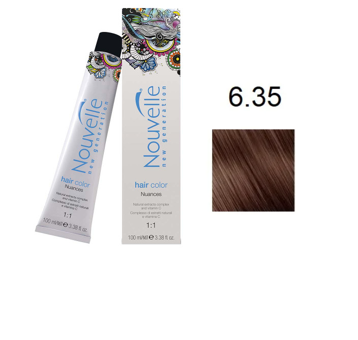 

Краска для волос Nouvelle Hair Color 6.35 варёные каштаны в сахаре 100 мл