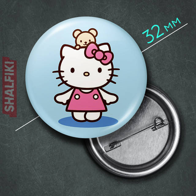 

"Кошка Хэллоу Китти / Hello Kitty" значок круглый на булавке Ø32 мм