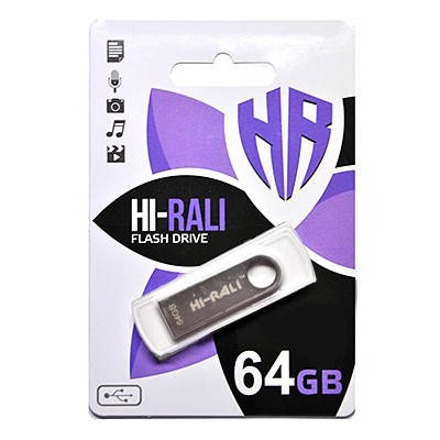 

Флеш-накопитель USB Hi-Rali 64GB Shuttle series Silver, Серый