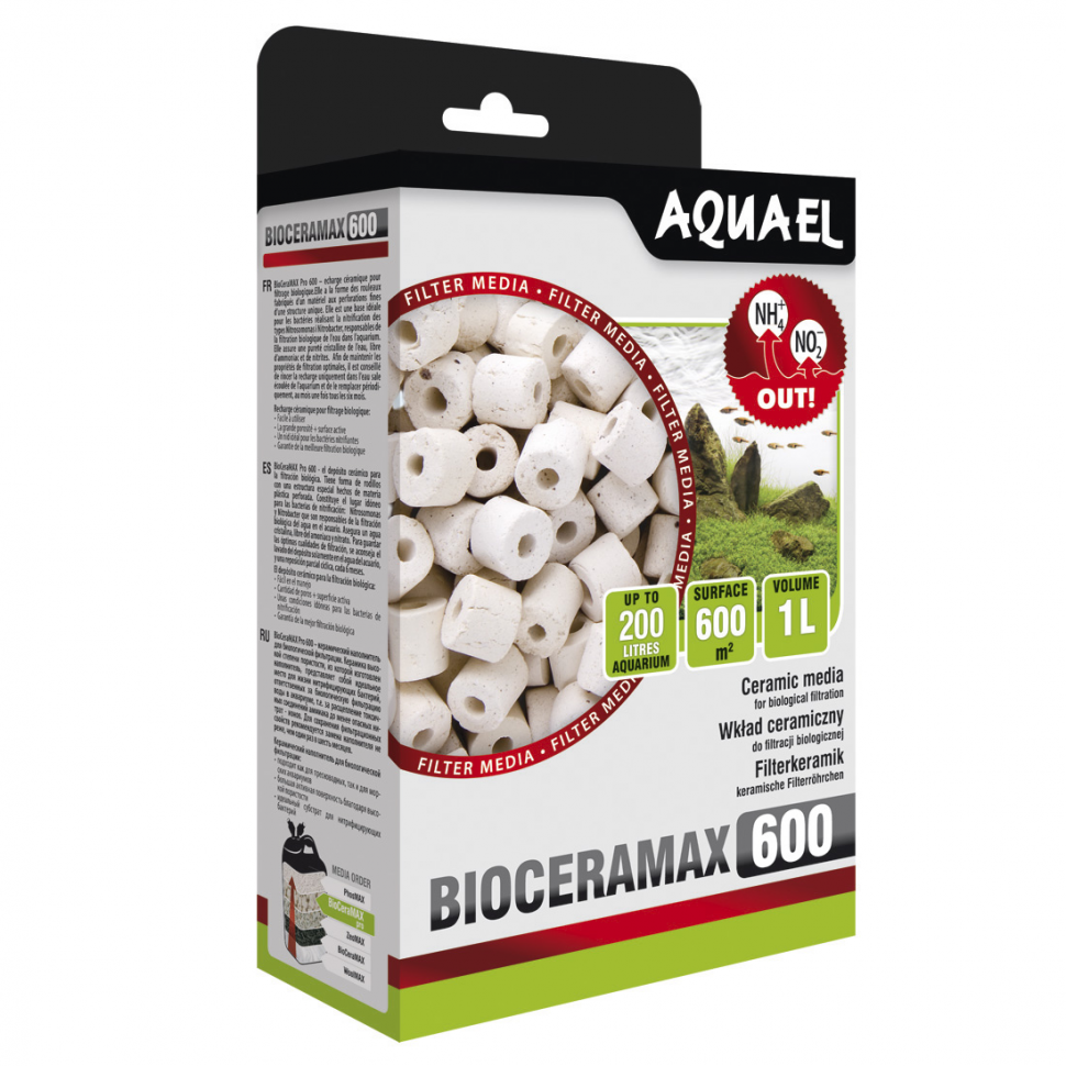 

Наполнитель для фильтра Aquael BIOCERAMAX 600, керамические кольца 1 л