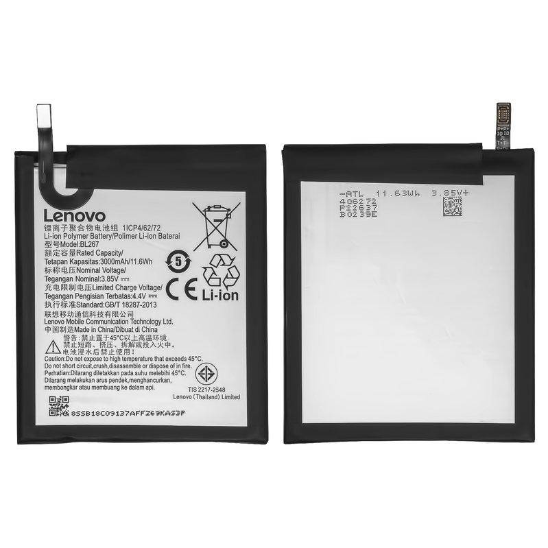 

Акумулятор BL267 для Lenovo K6 (K33a48), Li-Polymer, 3,85 B, 3000 мАг, Original (PRC)