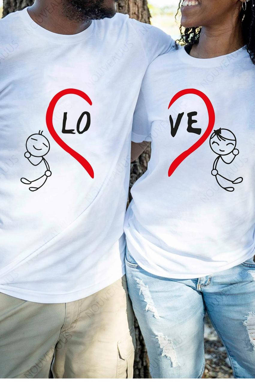

Парные футболки. Мужская и женская футболка Love половинка сердца для Влюблённых
