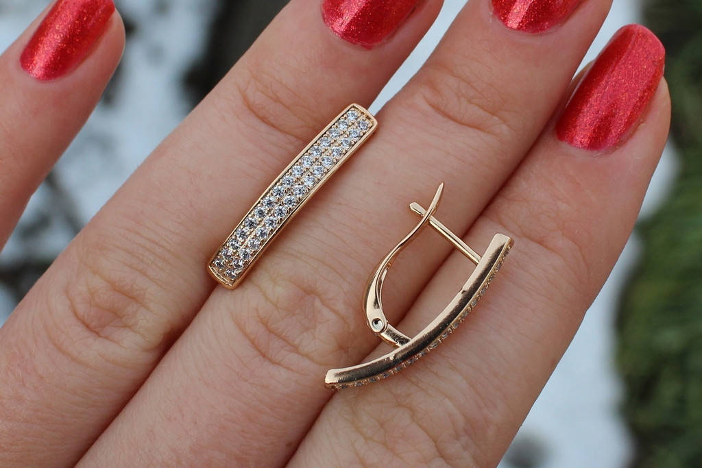 

Серьги Xuping Jewelry две прямоугольные дорожки 2,3 см золотистые