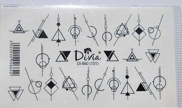 

Наклейки для ногтей Divia слайдер Di860 101 Двойная абстракция чёрная, Разные цвета