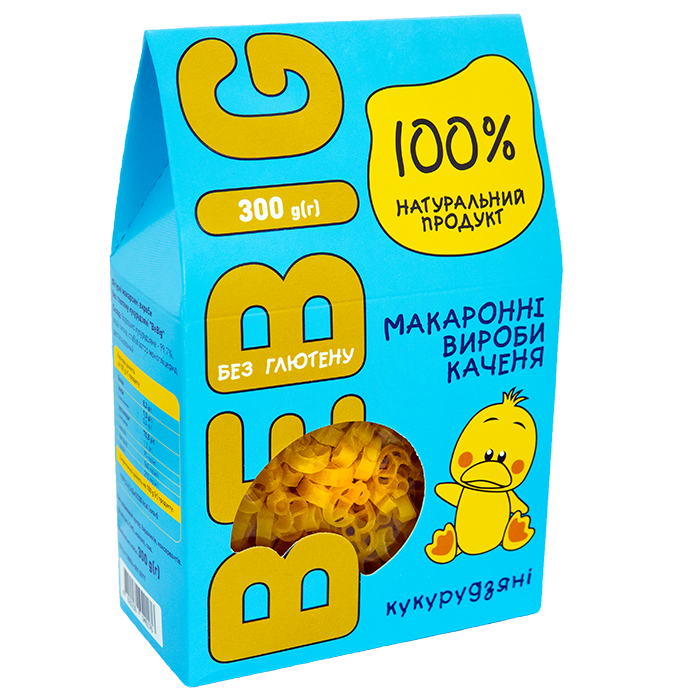 

Макароны безглютеновые детские ТМ Bebig "Кукурузные Утята" 300г