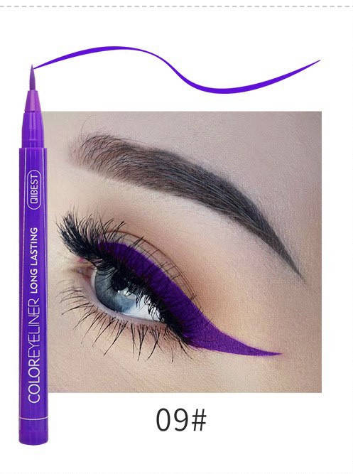 

Цветная водостойкая подводка фломастер для глаз QIBEST Color 09# фиолетовый