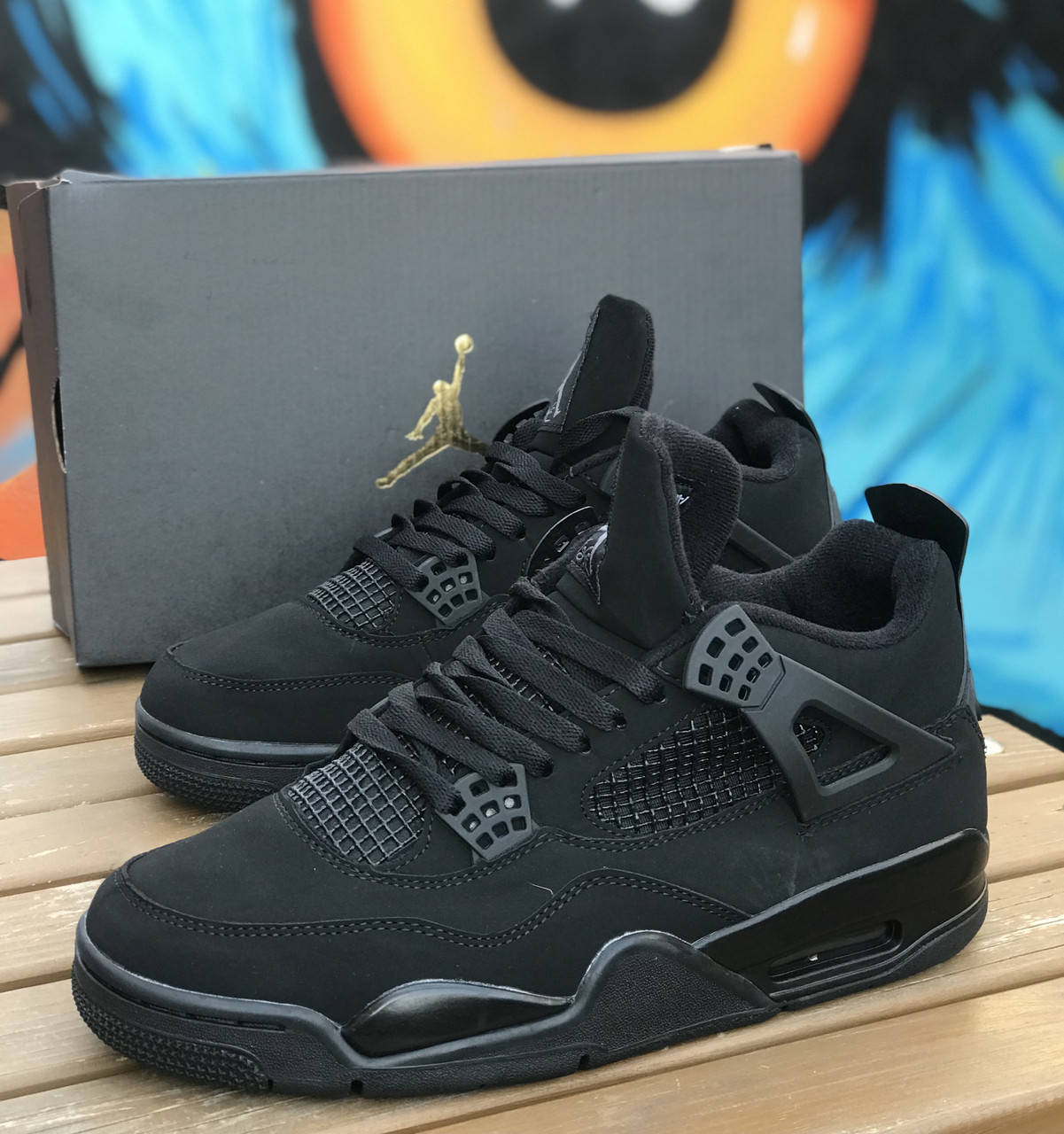 

Мужские кроссовки Nike air Jordan 4 чёрные, Черный