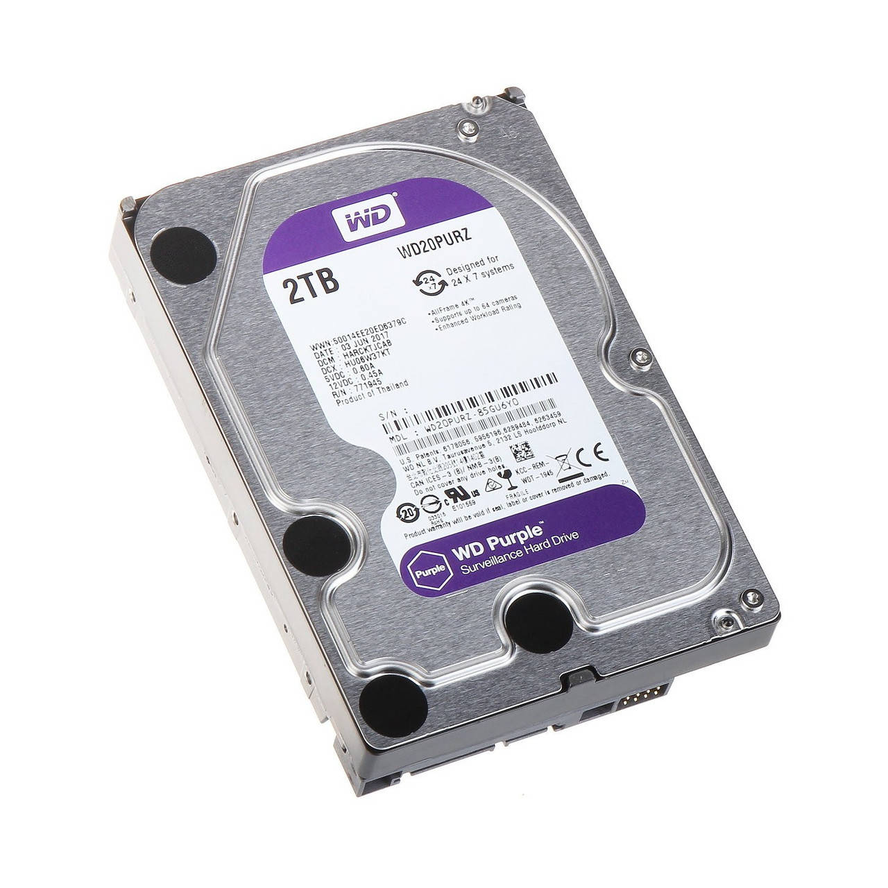 

Жесткий диск для видеорегистратора 2 ТБ WD Purple WD20PURZ