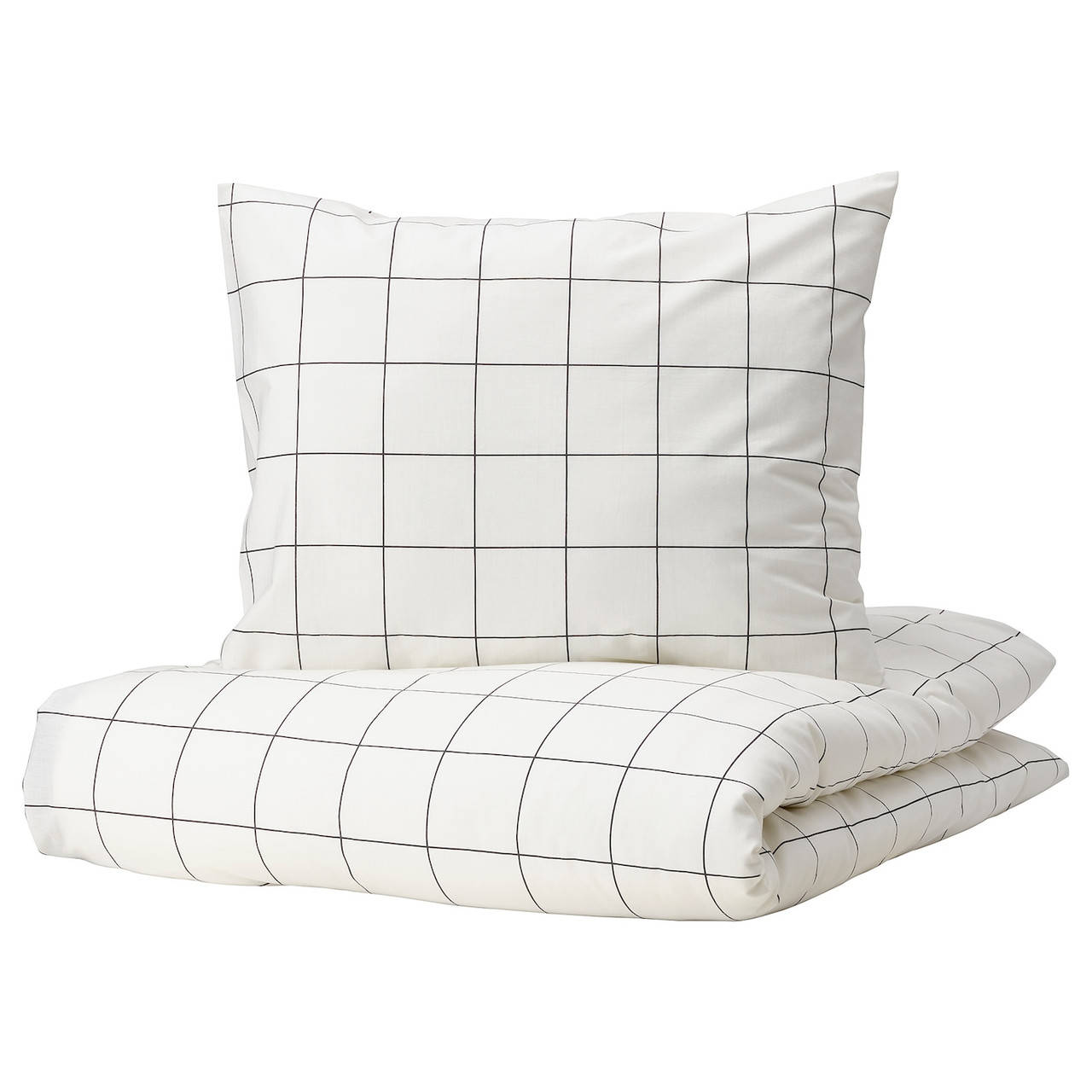 

IKEA VITKLÖVER Комплект постельного белья, белый, черный / в клетку (704.906.65)