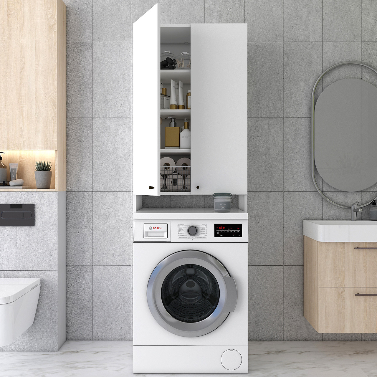 Шафа для пральної машини Doros Лола Білий ДСП 64х31.6х190 (41516022) 2