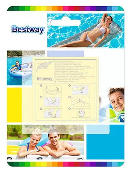 

Ремкомплект для надувных изделий самоклеющийся, Bestway 62068, 10 заплаток 6х6 см