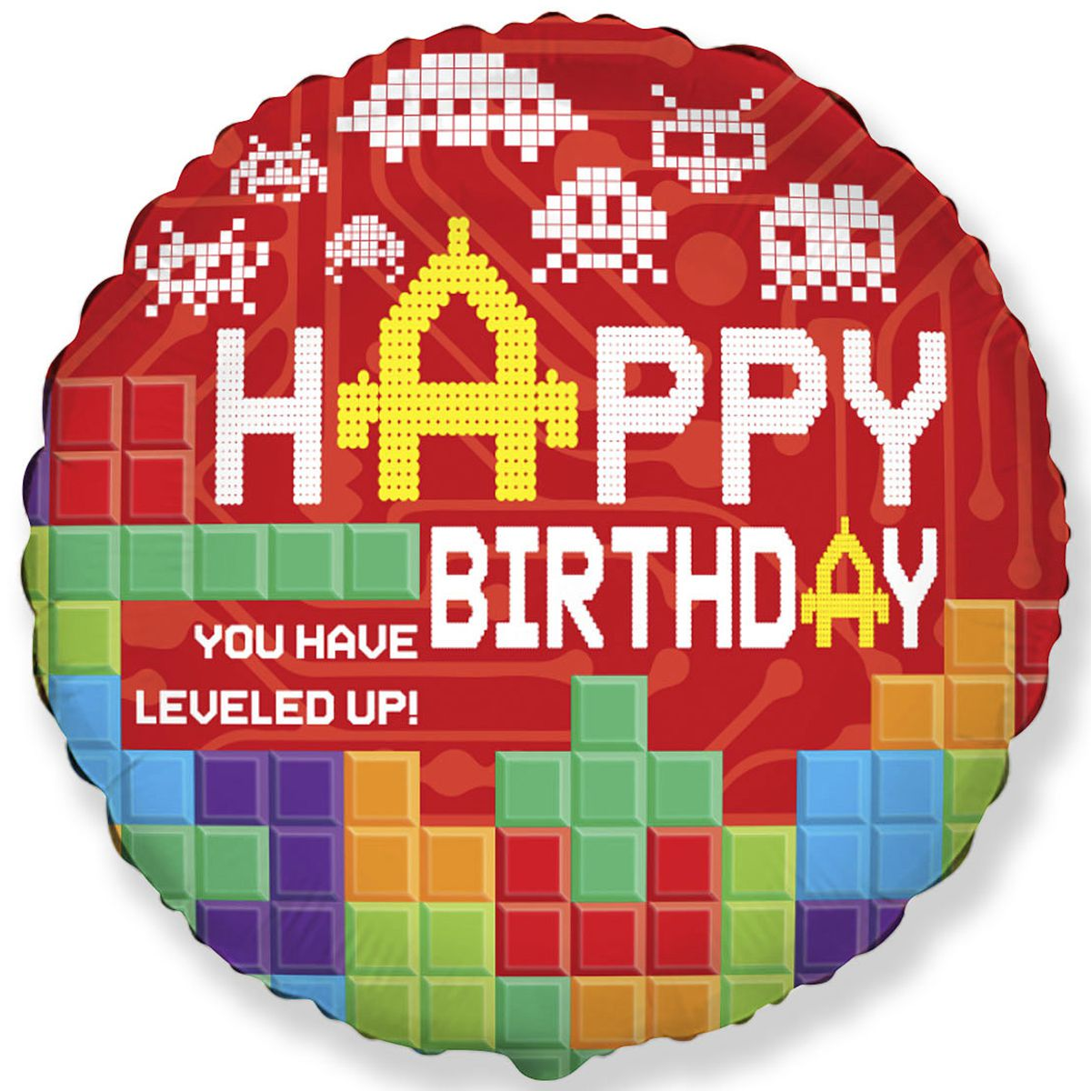 

Фольгированный шарик Flexmetal 18" Круг Happy birthday Игра кубики, Разные цвета