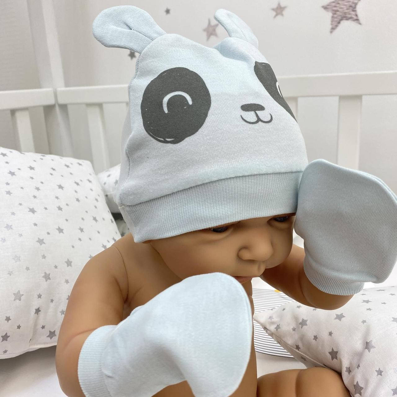 

Комплект шапочка+царапки из органического хлопка