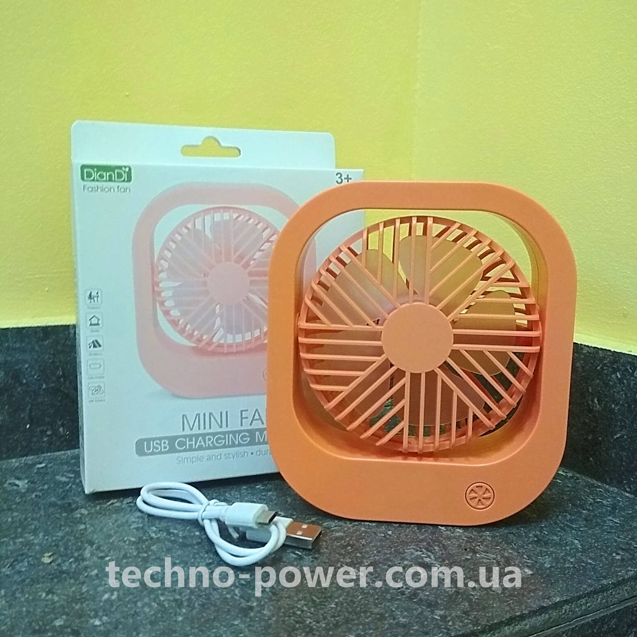 

Настольный мини вентилятор DianDi Square. Вентилятор аккумуляторный 2 скорости