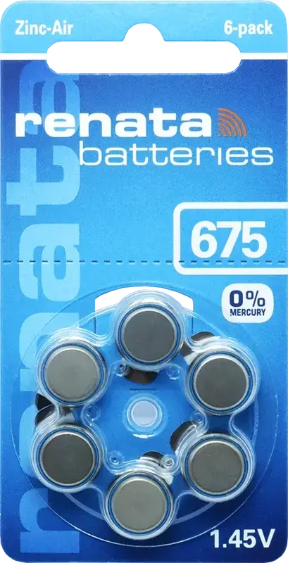 

Батарейка RENATA Zinc air 1,4V ZA675 (650mAH)