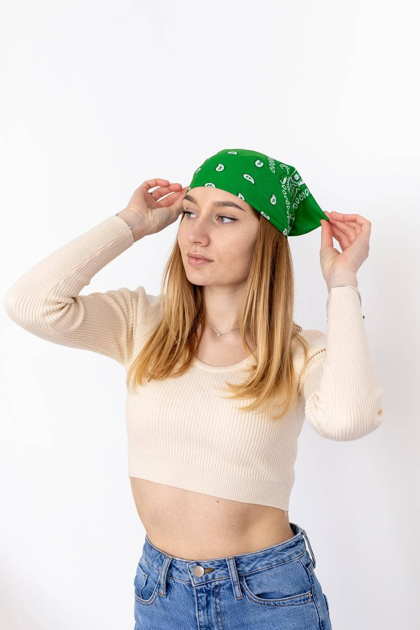 

⭐Бандана классическая зеленая, Зелёный