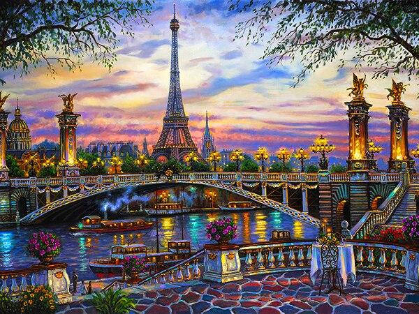 

Алмазная Мозаика Франция Набережная и Мост Набор Вышивка Камнями DIY-9632 40x30 см (Полная Выкладка)