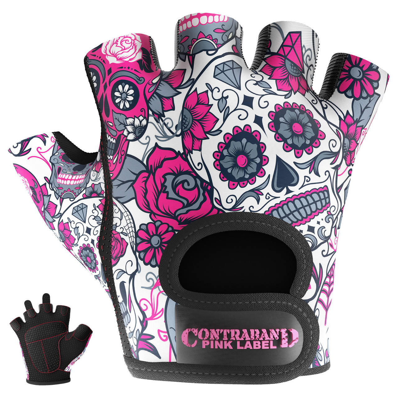 

Женские перчатки для фитнеса Contraband Pink Label 5237 Sugar Skull Gloves