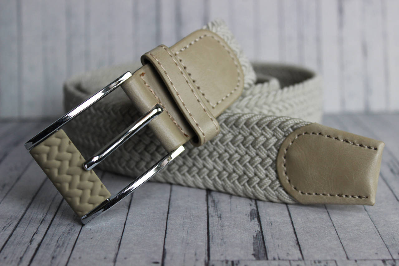 

Женский ремень бежевый резинка плетенка 35мм