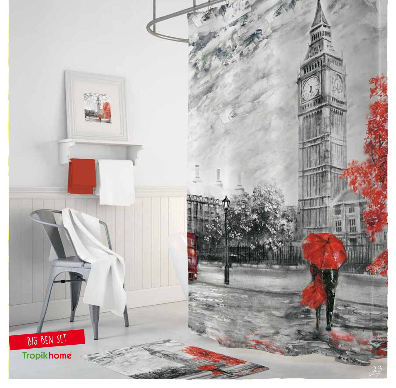 

Штора для ванной Bigben Tropichome 180*200 см, Разные цвета