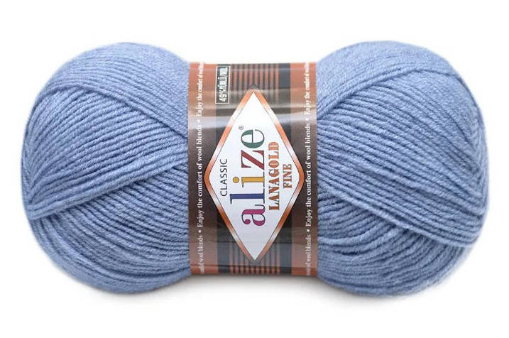 

Alize LanaGold Fine, меланж светлый джинс №221, Синий