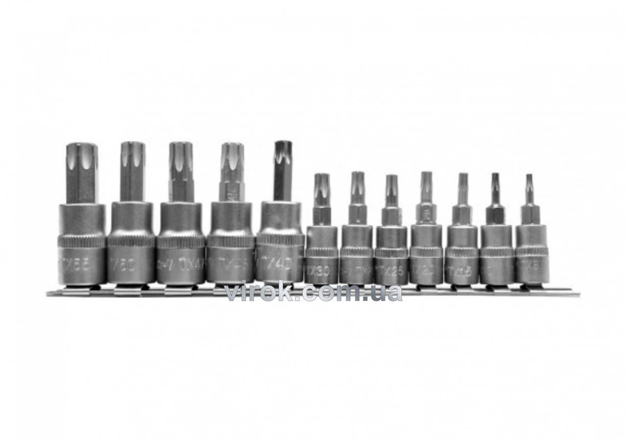 

Набор головок торцевых с насадками TORX YATO 1/4" и 3/8" Т8-Т55 12 шт YT-04331