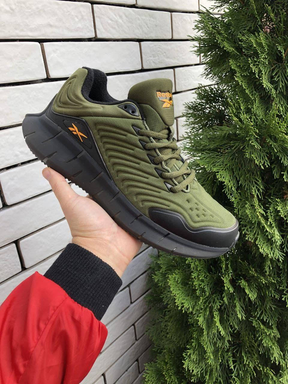 

Кроссовки термо мужские Reebok темно-зеленые. Зима!, Зелёный