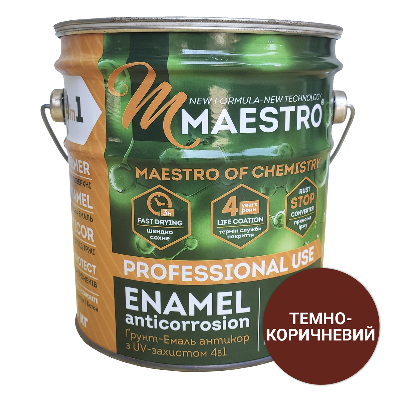 

Грунт-эмаль 4 в 1 Maestro 2,8 кг (темно-коричневый)