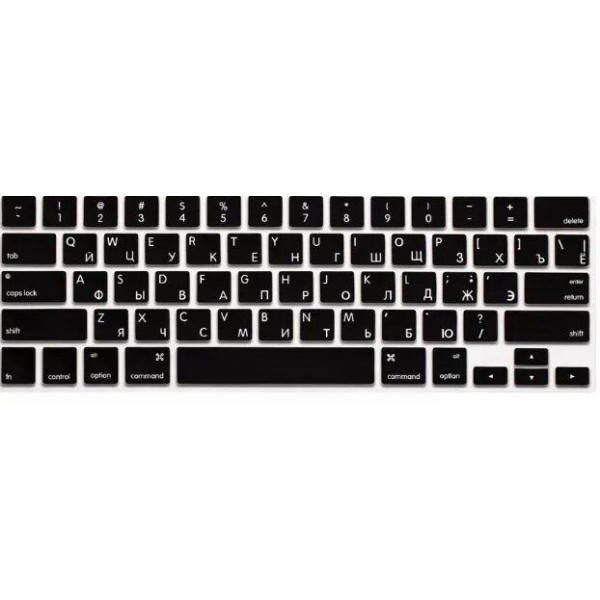 

Накладка на клавиатуру STR для MacBook 12/Pro 13 (2016-2019) с русскими буквами без Touch Bar Черная US, Черный