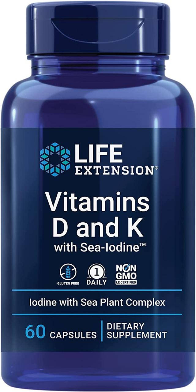 

Life Extension Vitamins D & K w/ Sea-Iodine / Витамин Д и К с морским йодом 60 капсул