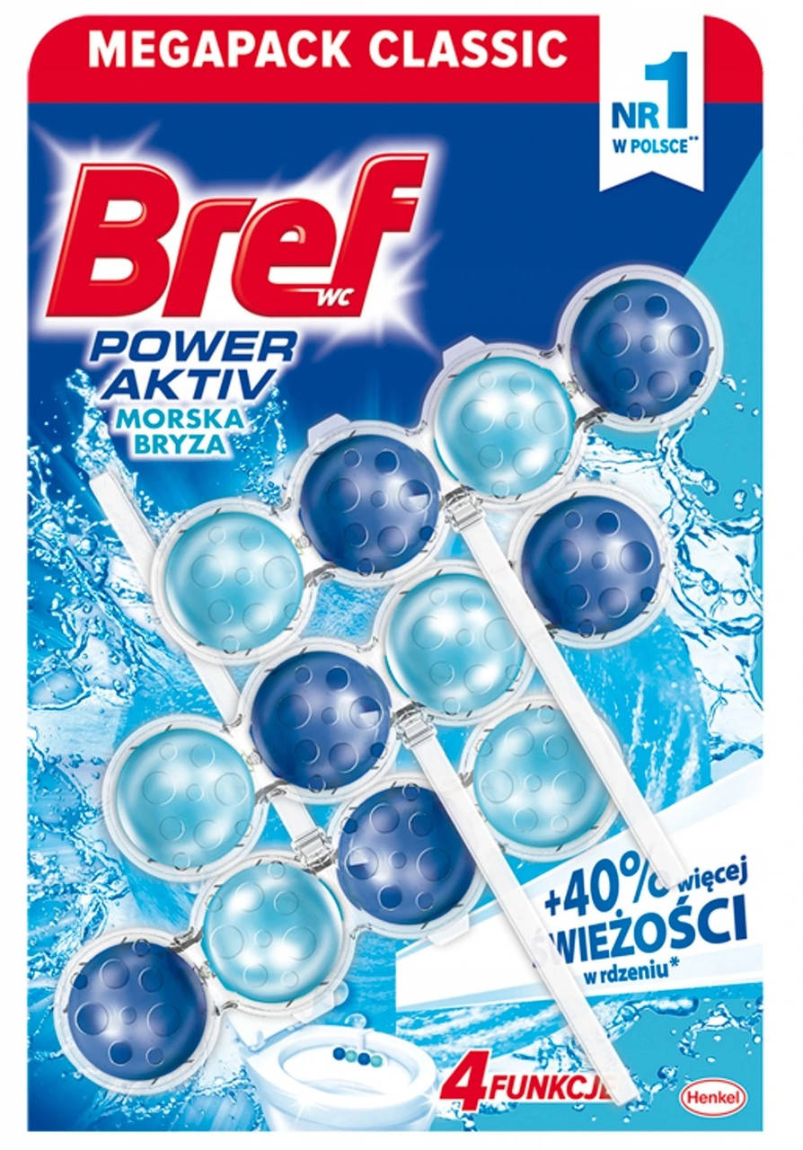 

Туалетный блок для унитаза Bref Power Aktiv Morska Bryza 3*50 г