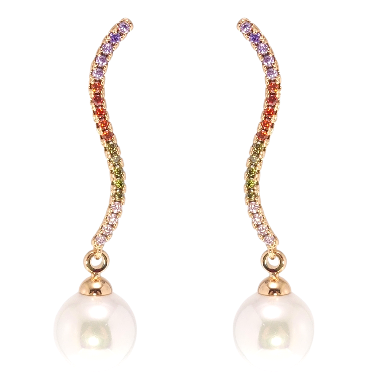 

Серьги Xuping Позолота 18K гвоздики (пусеты) "Инкрустация цветным цирконием с жемчугом"
