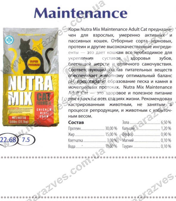 

Сухой корм NutraMix Maintenance на развес