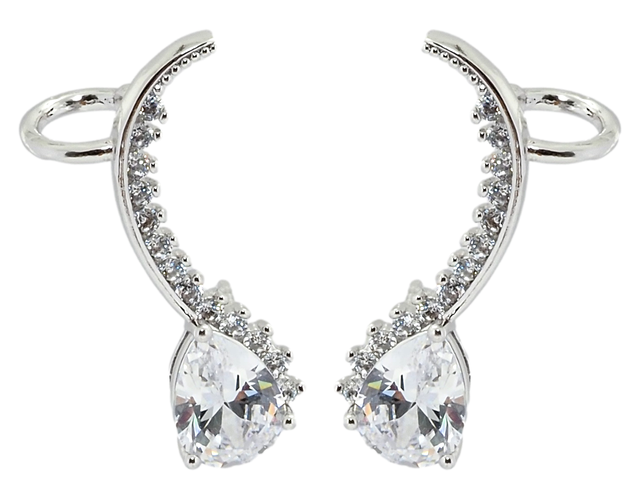 

Серьги Xuping Родий гвоздики-каффы "Фианиты с дорожками циркония"