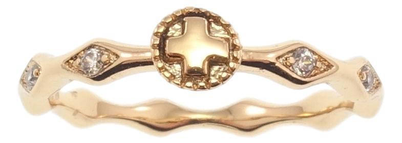

Кольцо Xuping Позолота 18K "Фигурная шинка крестик вставка цирконий" р.18.5