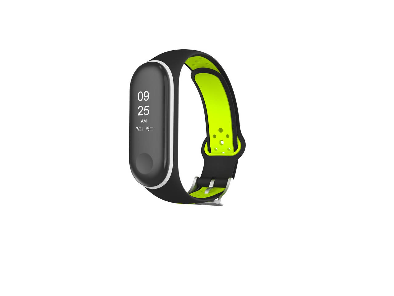 

Ремешок Nike style с металлической застежкой для фитнес-браслета Xiaomi Mi Band 4 и 3 Черный с лимонным
