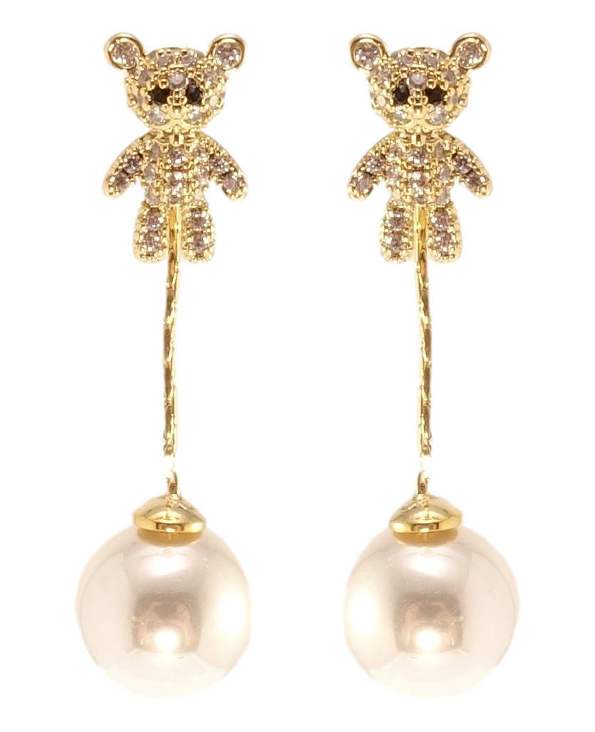 

Серьги Xuping QQMM Позолота 14K гвоздики (пусеты) "Мишки с жемчужными подвесками"