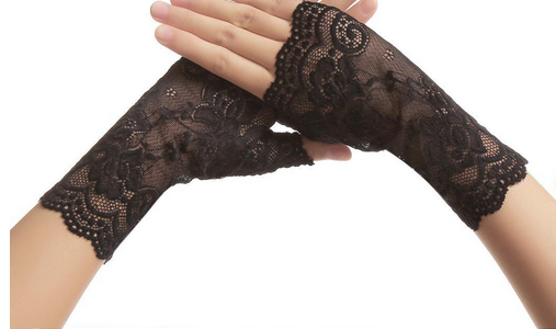 

Перчатки кружевные черные короткие (митенки), Белый