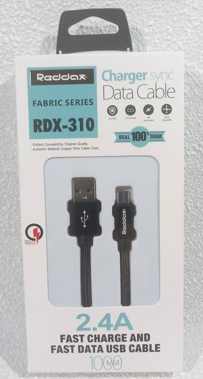 

USB Micro-USB провод зарядки 100см Raddax 2.4 Ампера