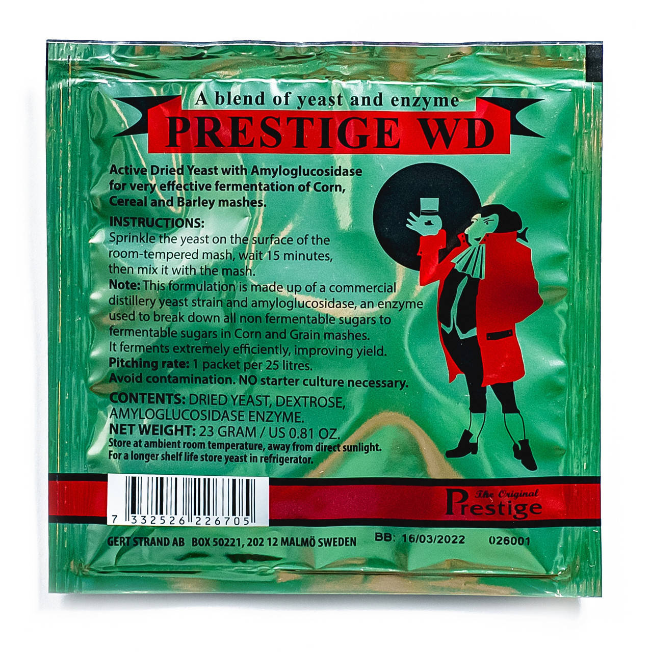 

Турбо Дрожжи Prestige для виски/ WD-yeast - Кукуруза Ячмень Зерно 23г