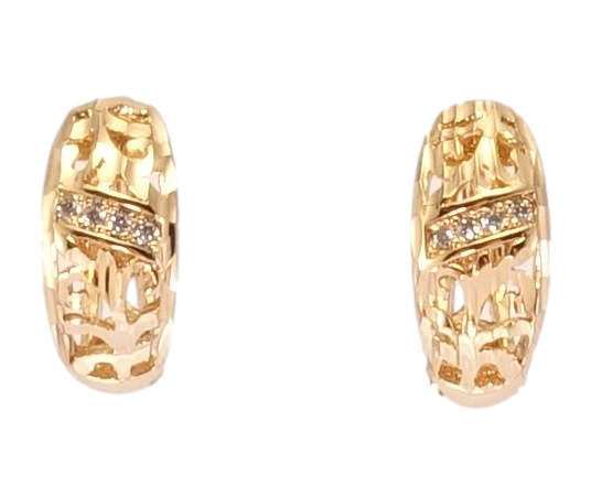 

Серьги Xuping Позолота 18K колечки "Резной орнамент с цирконием"