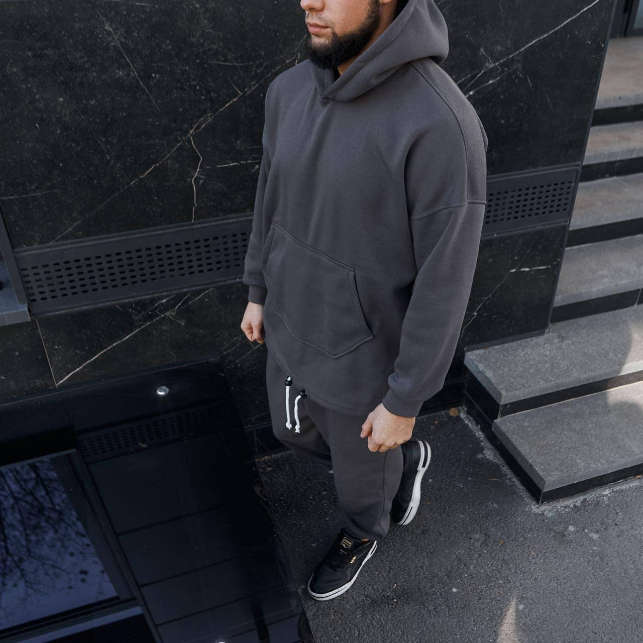 

Спортивный костюм теплый мужской графит Oversize