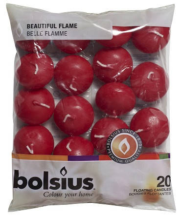 

Плавающие свечи Bolsius красные 20 шт (пл20-030), Красный
