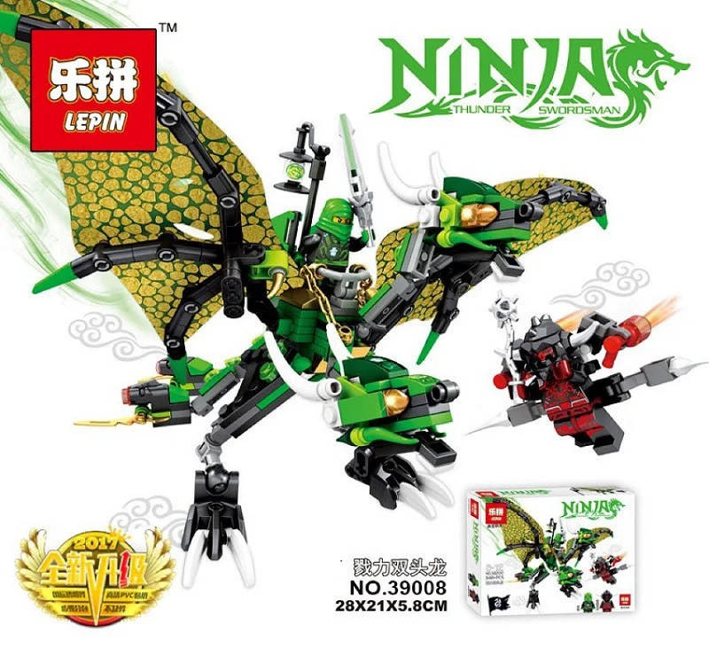 

Конструктор Lepin "Зелёный Дракон Ллойда", Серия "Ninjsaga", 375 дет., в кор.28*21*5,8см