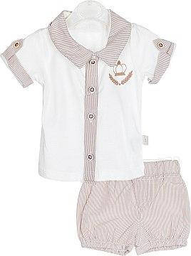 

Летний комплект для мальчика (тенниска+шорты) Бежевый, 74