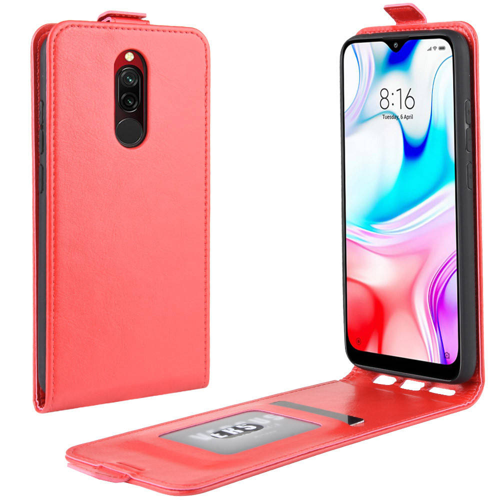 

Чехол IETP для Xiaomi Redmi 8 флип вертикальный кожа PU красный