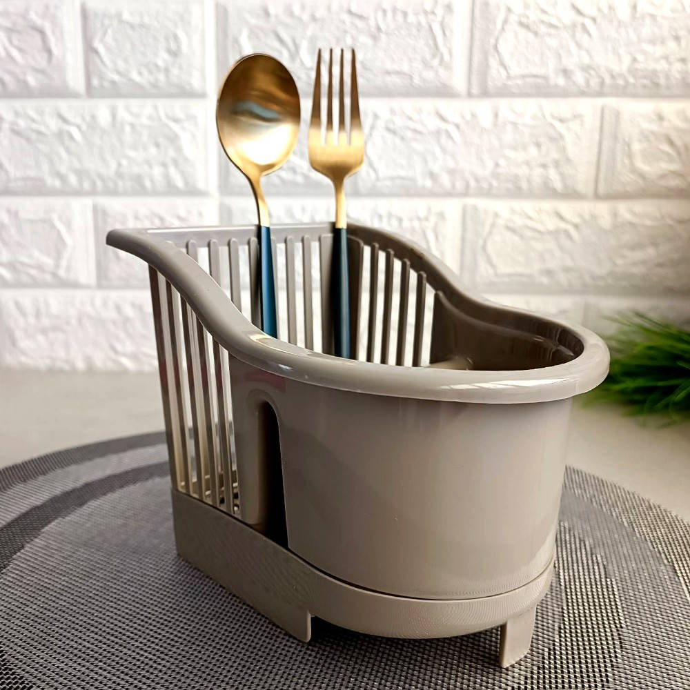 

Настольный органайзер для столовых приборов с дренажным поддоном, цвет какао